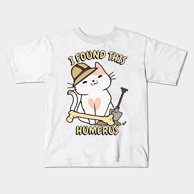 Funny cat is an archaeologist Kids T-Shirt by Pet Station